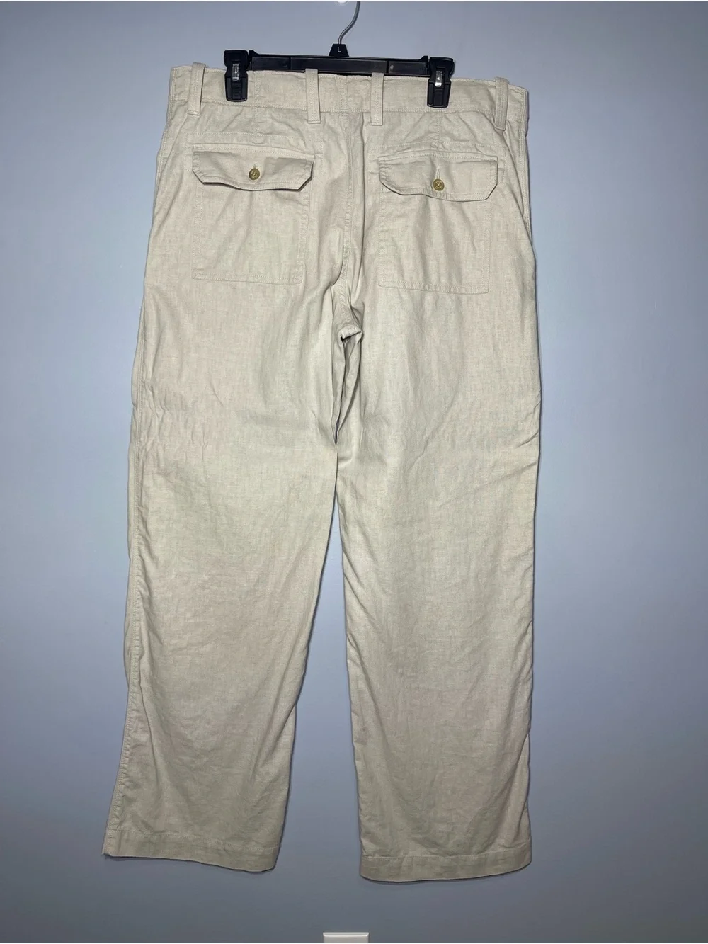 Banana Republic Beige Linen Blend Pants Straight Flat Front Mid Rise 36x32